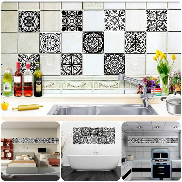 Details about Black White Retro European Style Bathroom Tile Wall Sticker Waterproof Wallpaper Details about Black White Retro European Style Bathroom Tile Wall Sticker Waterproof Wallpaper